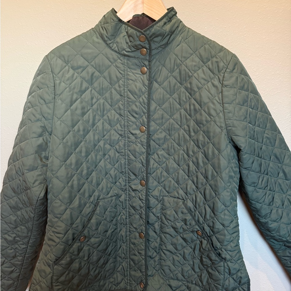 Lands' End Quilted Green Barn Chore Jacket Women’s Medium
